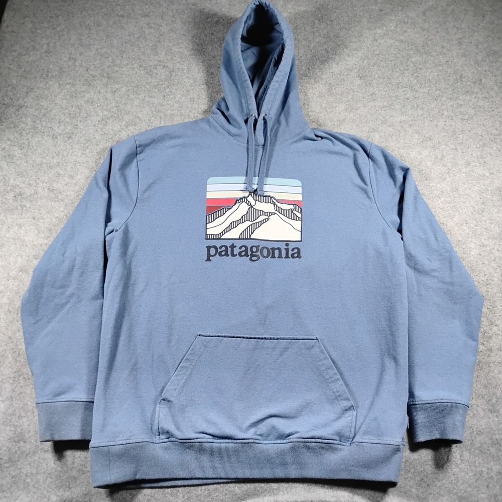Patagonia Men's Line Logo Ridge Uprisal Hoody Blue Size XXL Sweatshirt